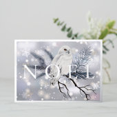 Snowy owl NOEL aangepast kerstfeest Folie Feestdagenkaart (Staand Voorkant)