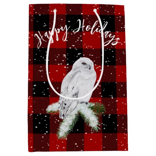 Snowy Owl on Buffalo Play Medium Cadeauzakje (Voorkant)