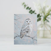 Snowy Owl on Winter Branch – Nature Art Briefkaart (Staand voorkant)