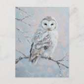 Snowy Owl on Winter Branch – Nature Art Briefkaart (Voorkant)