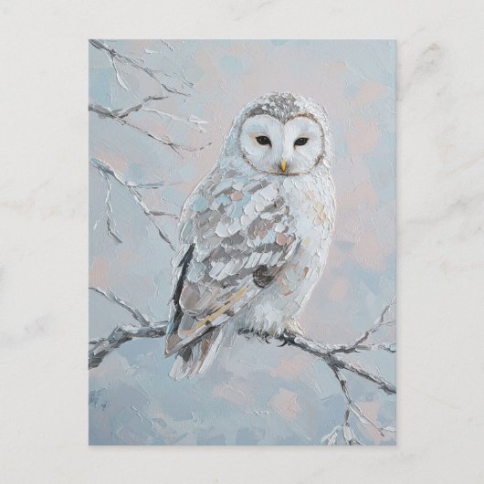 Snowy Owl on Winter Branch – Nature Art Briefkaart (Voorkant)