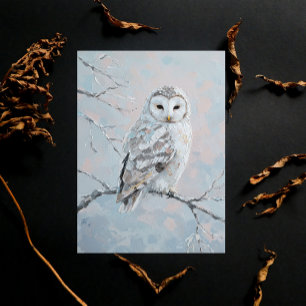 Snowy Owl on Winter Branch – Nature Art Briefkaart