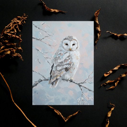 Snowy Owl on Winter Branch – Nature Art Briefkaart