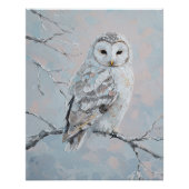 Snowy Owl on Winter Branch – Tranquil Nature Art Perfect Poster (Voorkant)