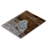 Snowy owl op een rots notitieboek (Linkerzijde)