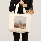 Snowy owl op het strand grote tote bag (Voorkant (product))