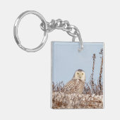 Snowy owl op het strand sleutelhanger (Voorkant Links)