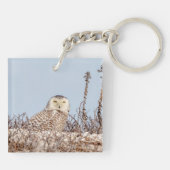 Snowy owl op het strand sleutelhanger (Achterkant)