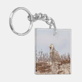 Snowy owl op het strand sleutelhanger (Voorkant Links)