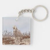 Snowy owl op het strand sleutelhanger (Achterkant)