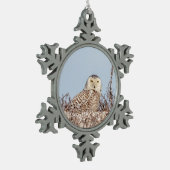 Snowy owl op het strand tin sneeuwvlok ornament (Links)