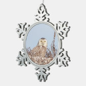 Snowy owl op het strand tin sneeuwvlok ornament (Rechts)