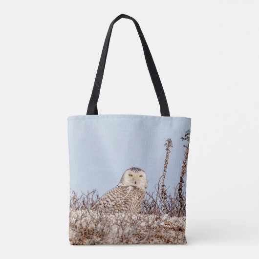 Snowy owl op het strand tote bag (Achterkant)