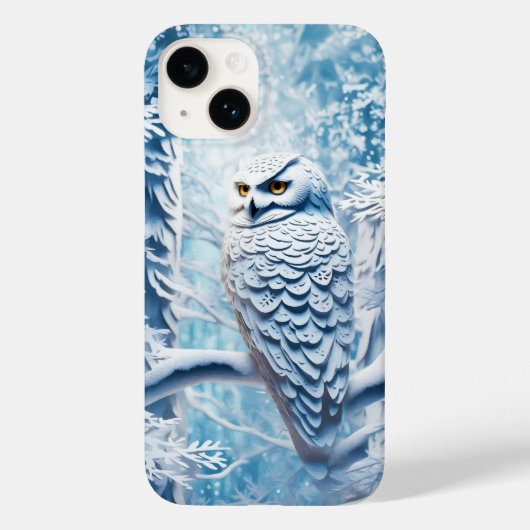 Snowy Owl Paper Cut Winter Case-Mate iPhone Case (Achterkant)