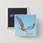 Snowy Owl Pin Vierkante Button 5,1 Cm (Voorkant /achterkant)
