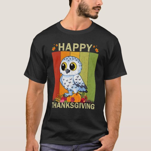 Snowy Owl Retro Graphic Family Matching Thanksgiv T-shirt (Voorkant)
