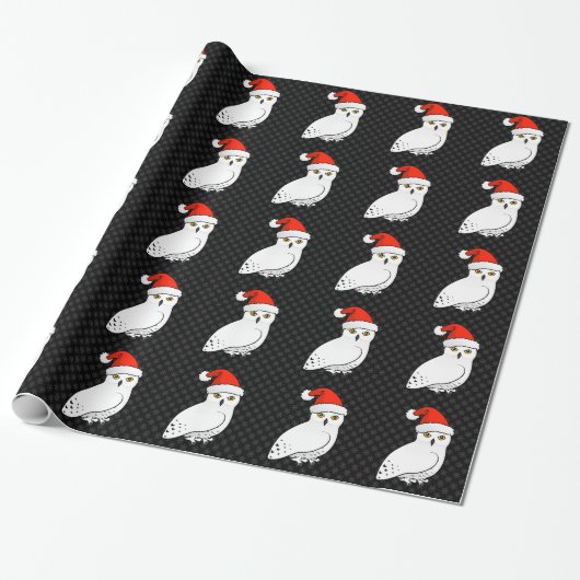 Snowy Owl Santa Cadeaupapier (Uitgerold)