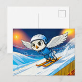 Snowy Owl Ski Jumping from a Winter Ski Ramp Briefkaart (Voorkant / Achterkant)