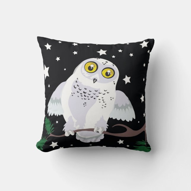 Snowy Owl Starlight Winter~SMOGE Kussen (Voorkant)
