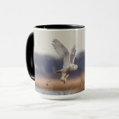 Snowy owl start op mok (Voorkant links)