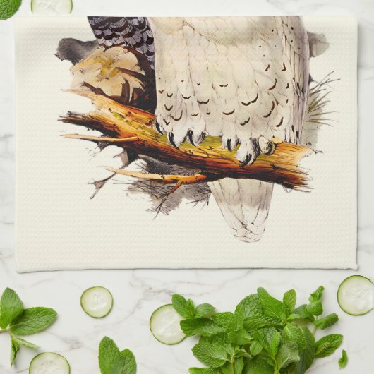  Snowy Owl tekening Theedoek (Gevouwen)