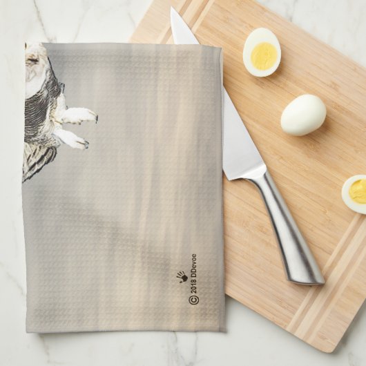 Snowy Owl Theedoek (Quarter Fold)