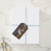 Snowy owl tijdens de vlucht cadeaulabel (Met Touw)