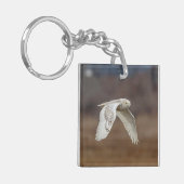 Snowy owl tijdens de vlucht sleutelhanger (Voorkant Links)