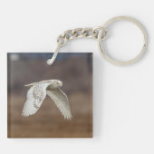 Snowy owl tijdens de vlucht sleutelhanger (Achterkant)