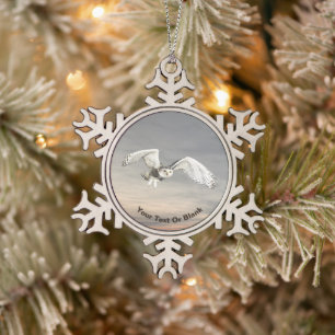 Snowy Owl Tin Sneeuwvlok Ornament