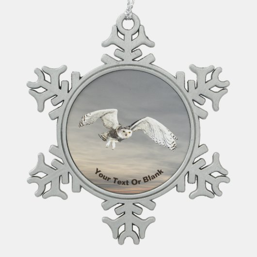 Snowy Owl Tin Sneeuwvlok Ornament (Voorkant)