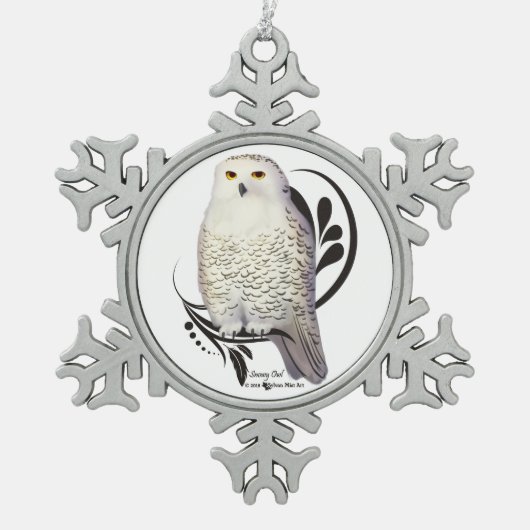 Snowy Owl Tin Sneeuwvlok Ornament (Voorkant)