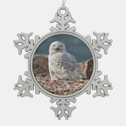 Snowy Owl   Tin Sneeuwvlok Ornament (Voorkant)