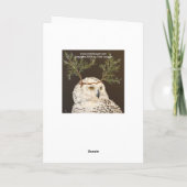 Snowy Owl vakantiekaart op wit Feestdagen Kaart (Achterkant)