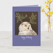 snowy Owl-verjaardagskaart Kaart (Gele Bloem)