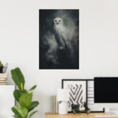 Snowy Owl Wall Art Printable Gothic Bird Painting Poster (Thuiskantoor)