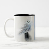 Snowy Owl Waterverf met Monogram Tweekleurige Koffiemok (Links)