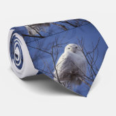 Snowy Owl - White Bird against a Sapphire Blue Sky Stropdas (Opgerold)