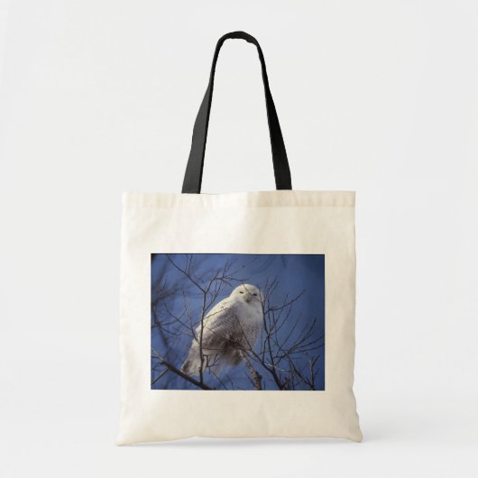Snowy Owl - White Bird against a Sapphire Blue Sky Tote Bag (Voorkant)
