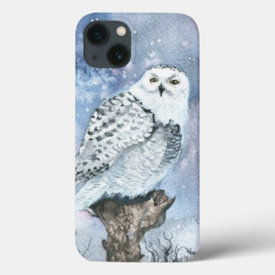Snowy Owl Wildlife Waterverf Art iPhone 13 Hoesje