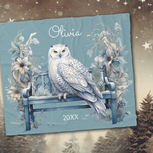 Snowy Owl Winter gepersonaliseerd Fleece Deken