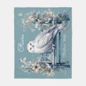 Snowy Owl Winter Kerstmis gepersonaliseerd Fleece Deken (Voorkant)