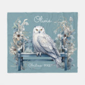Snowy Owl Winter Kerstmis gepersonaliseerd Fleece Deken (Voorkant (Horizontaal))
