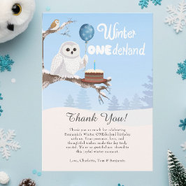 Snowy Owl Winter Onederland Birthday  Bedankkaart