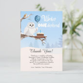 Snowy Owl Winter Onederland Birthday Bedankkaart (Staand voorkant)