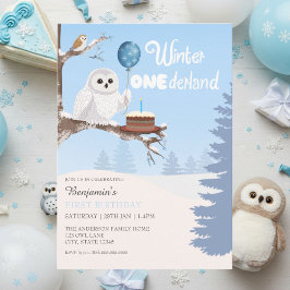 Snowy Owl Winter Onederland Birthday  Kaart