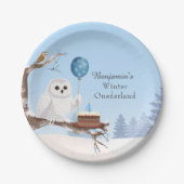 Snowy Owl Winter Onederland Birthday Papieren Bordje (Voorkant)
