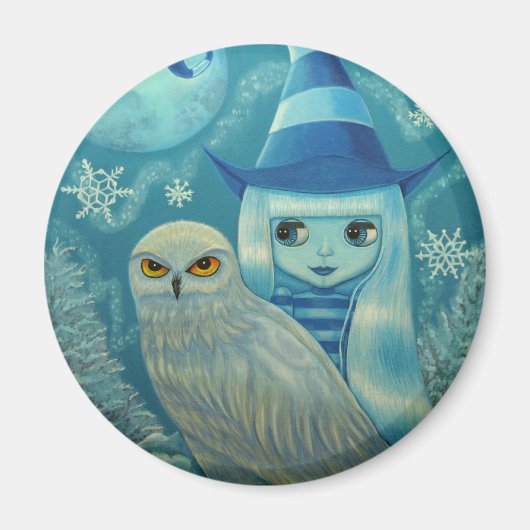 Snowy Owl Witch Magnet (Voorkant)