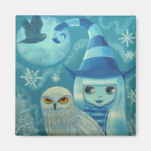 Snowy Owl Witch Magnet (Voorkant)