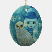 Snowy Owl Witch Winter Wonderland Dreamweaver Big  Keramisch Ornament (Rechts)
